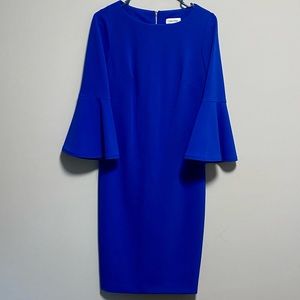 Calvin Klein Blue Dress with 3/4 Bell Sleeves